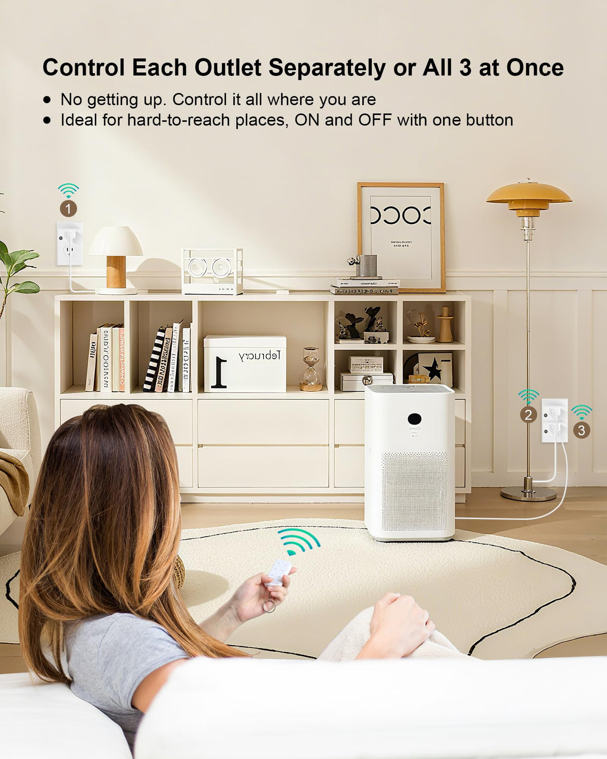 TREEWELL remote control outlet compact design fits in tight spaces without blocking sockets