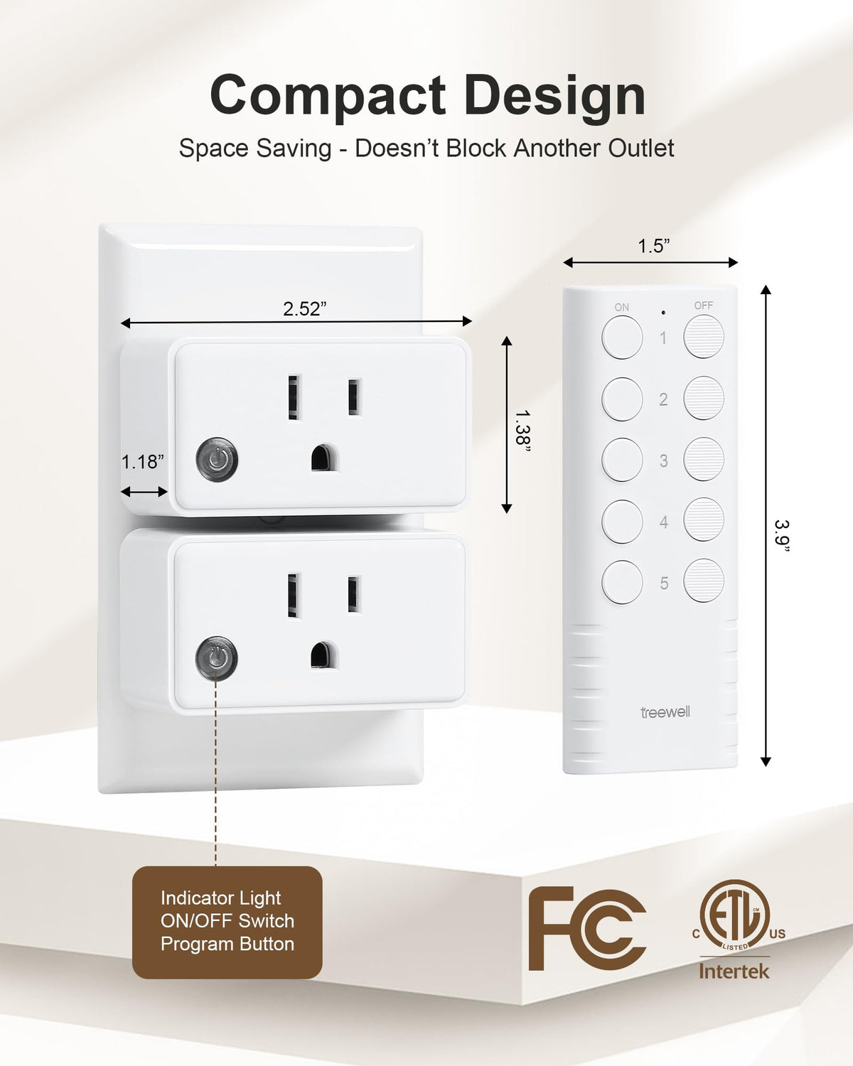 Treewell 15A/1875W rated outlet suitable for lamps and appliances