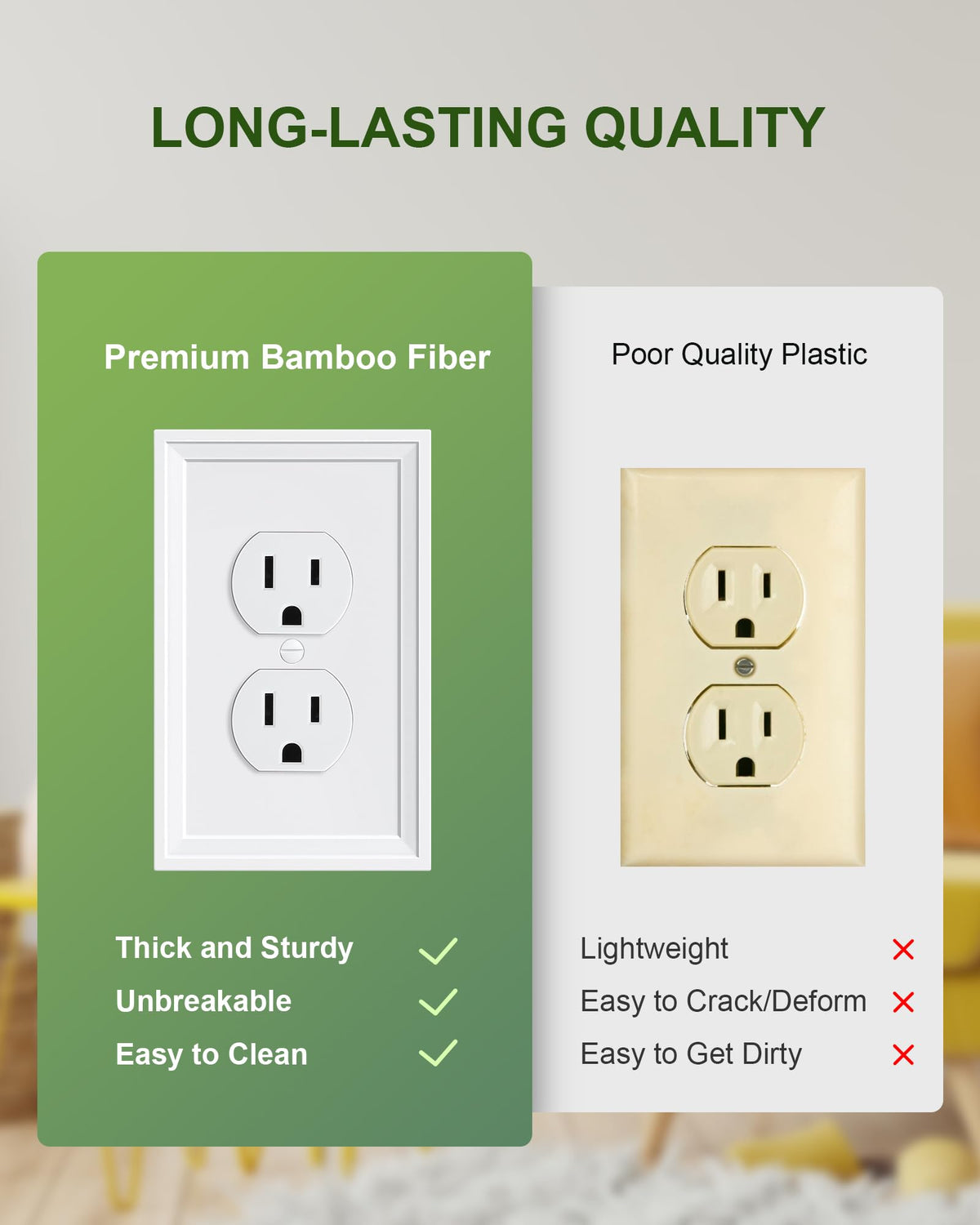 TREEWELL white wall plate fits duplex outlets and switches for versatile rooms