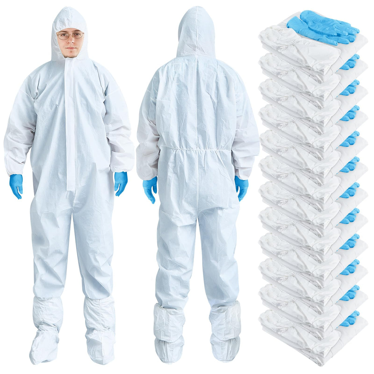 TrelaCo hazmat kit with hooded full-body coverall for XXL protection
