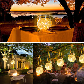 Tremdwoto outdoor decor lantern floats on garden walls or trees.