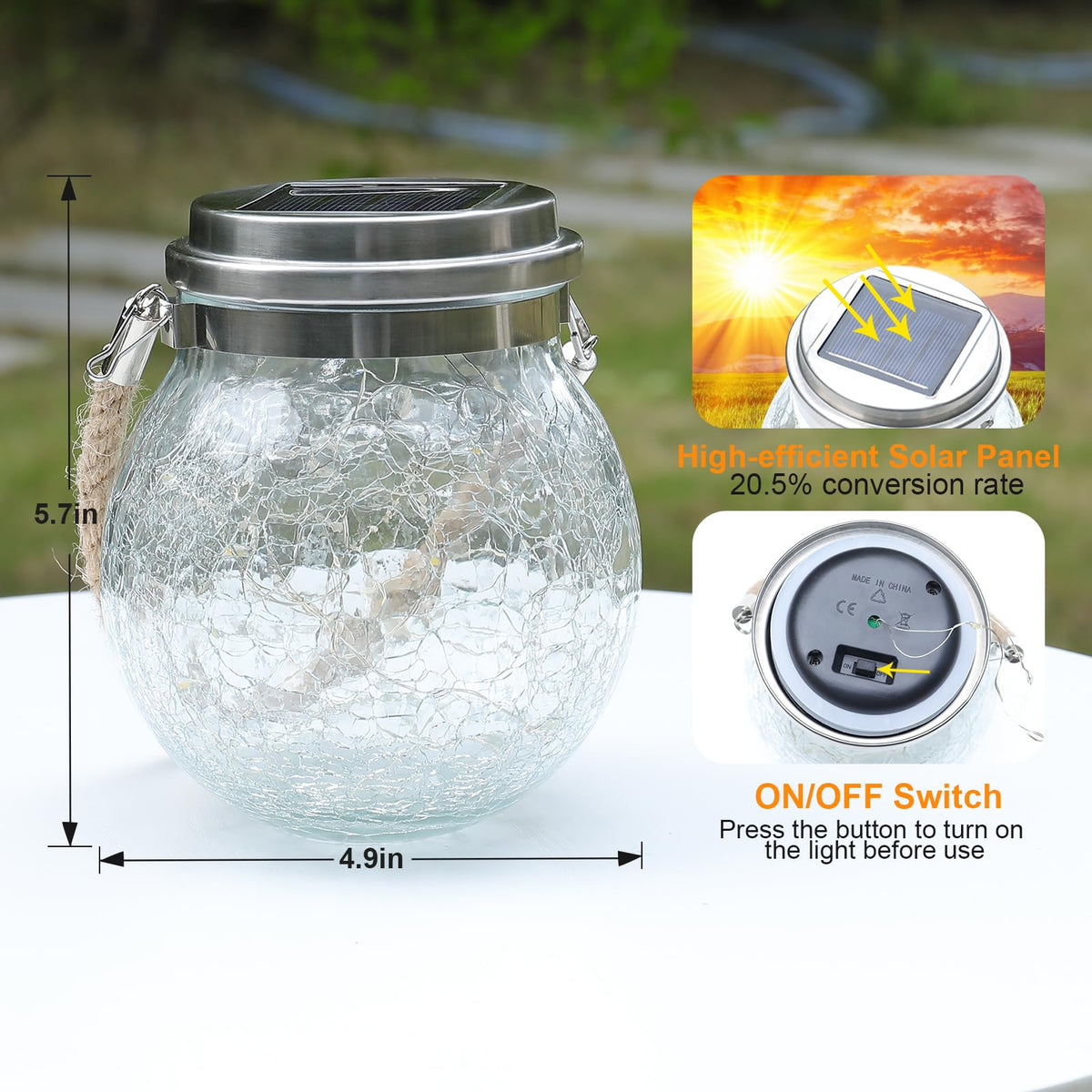 Tremdwoto rope-handle lantern offers easy hanging on hooks.