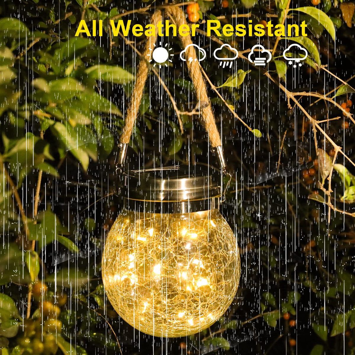 Tremdwoto IP65 waterproof lantern withstands rain for year-round garden decoration.