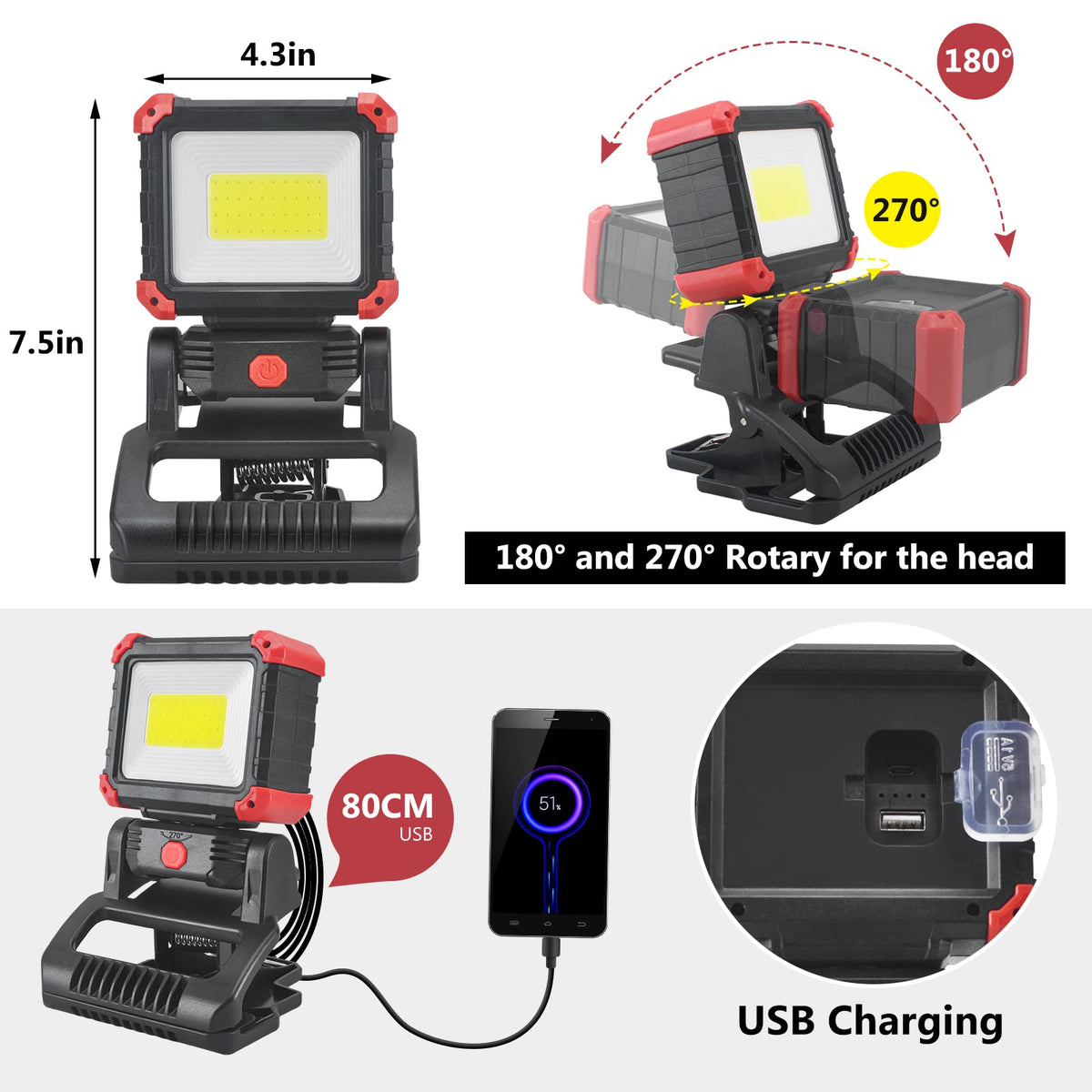 Tresda IPX5 waterproof work light for weatherproof outdoor use