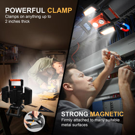 Tresda work light with 360° rotation for flexible beam angles.