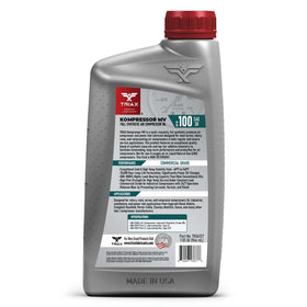 TRIAX Kompressor MV ISO 100 label close-up highlighting high-temp performance.