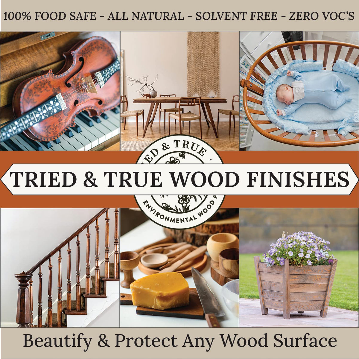 Tried & True Original Wood Finish wax-seal for a rich protective sheen
