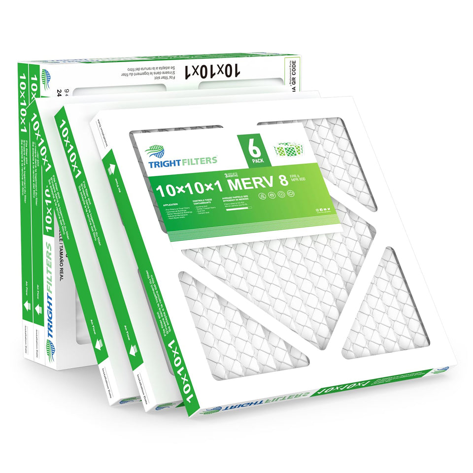 TRIGHTFILTERS 10x10x1 filter pack ready for convenient replacement in HVAC systems.