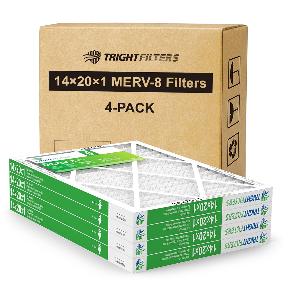 TRIGHTFILTERS 14x20x1 air filter front view, durable construction supports steady filtration