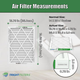 TRIGHTFILTERS 14x20x1 air filter pleats close-up, more surface area for airflow