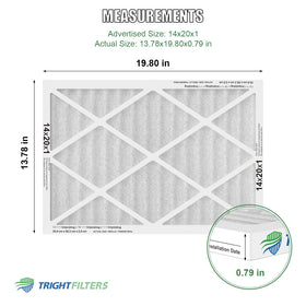 TRIGHTFILTERS 14x20x1 air filter side view highlighting sturdy cardboard frame