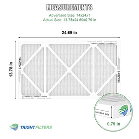 TRIGHTFILTERS 14x25x1 side view filter pack for quick, easy maintenance.
