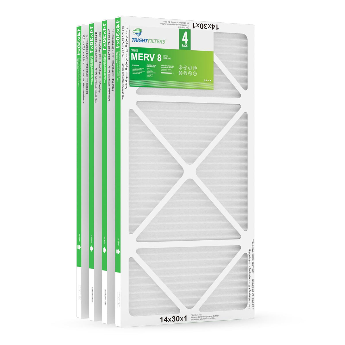TRIGHTFILTERS four-pack 14x30x1 front view improves HVAC airflow