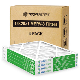 TRIGHTFILTERS 16x20x1 filter-pack front view with durable frame for lasting filtration.