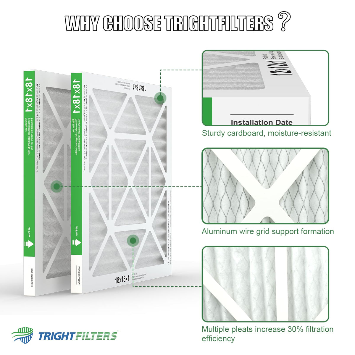 TRIGHTFILTERS cardboard end caps highlight durable construction