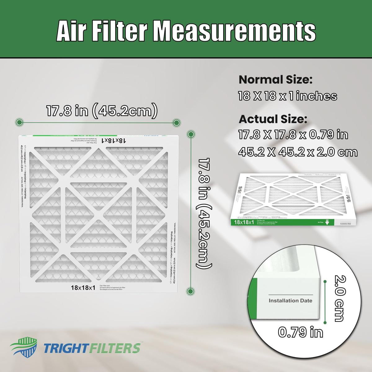 TRIGHTFILTERS pleats close-up showing dense filtration
