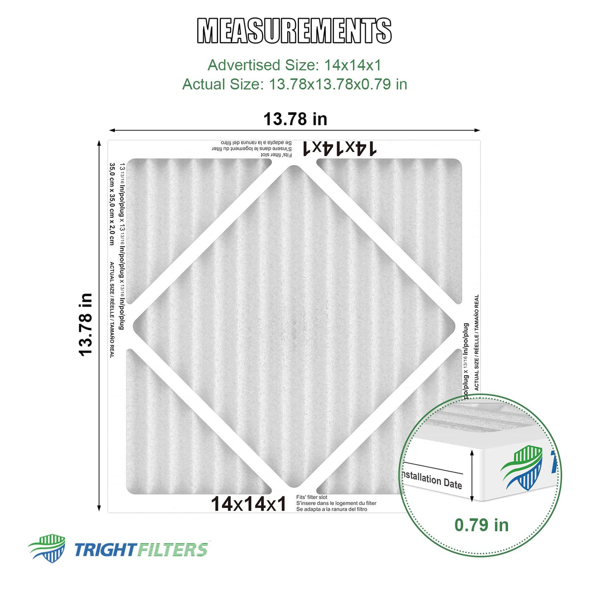 TRIGHTFILTERS MERV 8 pleated design highlights high-efficiency airflow.