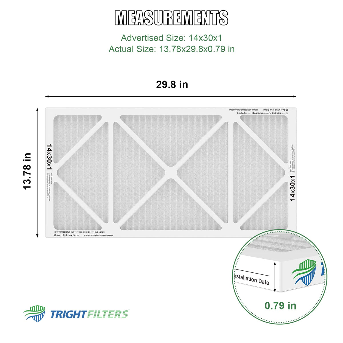 TRIGHTFILTERS pleated-detail close-up highlights high-efficiency design