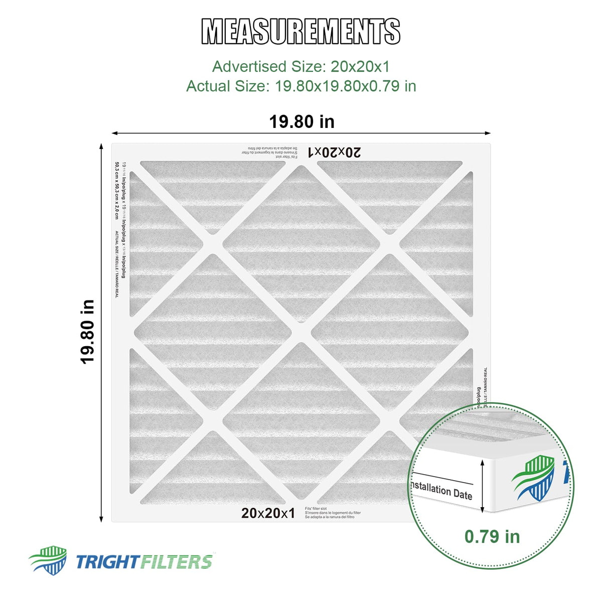 TRIGHTFILTERS pleated MERV 8 filter close-up boosts airflow