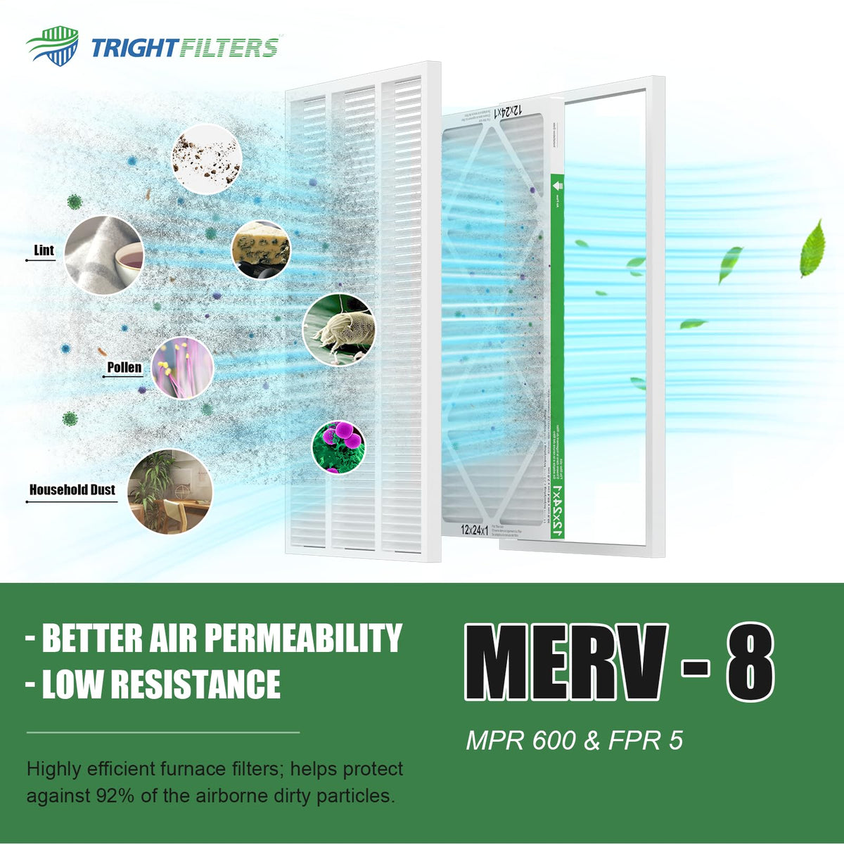 TRIGHTFILTERS filter installed in a furnace or HVAC unit for versatile use