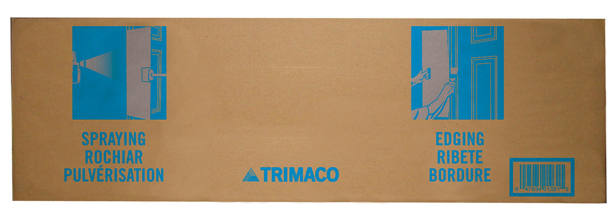 Trimaco Cardboard Spray Shield 10x31 in action protects edges while painting.