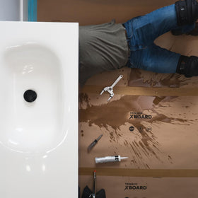 In-use protection on a floor during a remodeling job with X-Board.