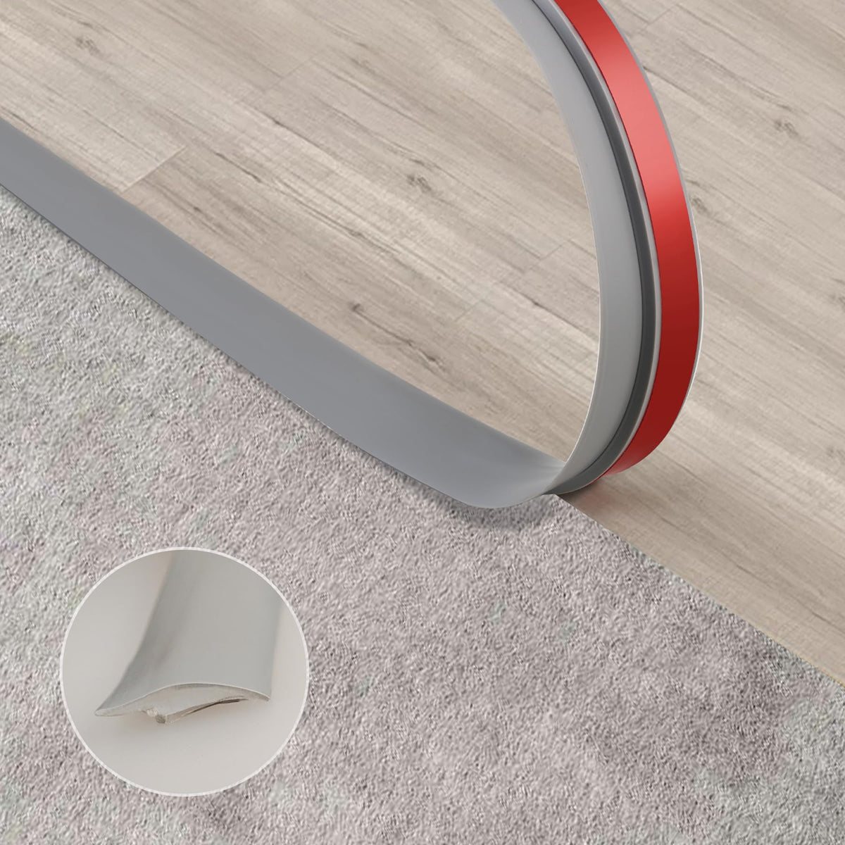 Trimold carpet to tile threshold grey self-adhesive edge offers seamless transitions and simple installation.