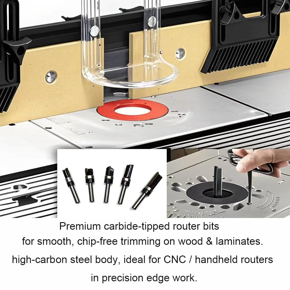 TRIMTWOL pattern router bit ideal for engraving and precise edge trimming.