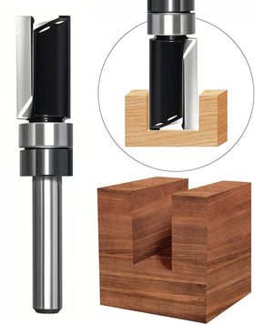 TRIMTWOL flush trim bit cuts wood and composites with minimal tear-out.