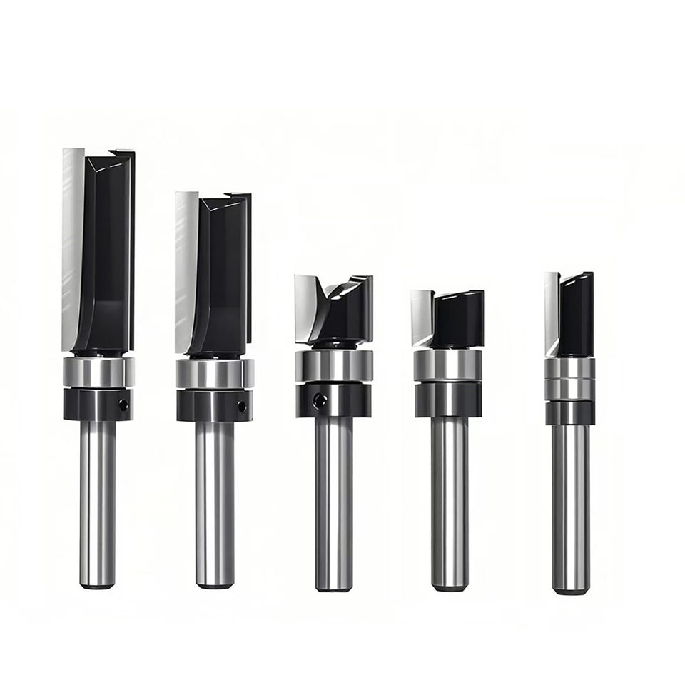 TRIMTWOL pattern flush trim router bit with top bearing for accurate template routing.
