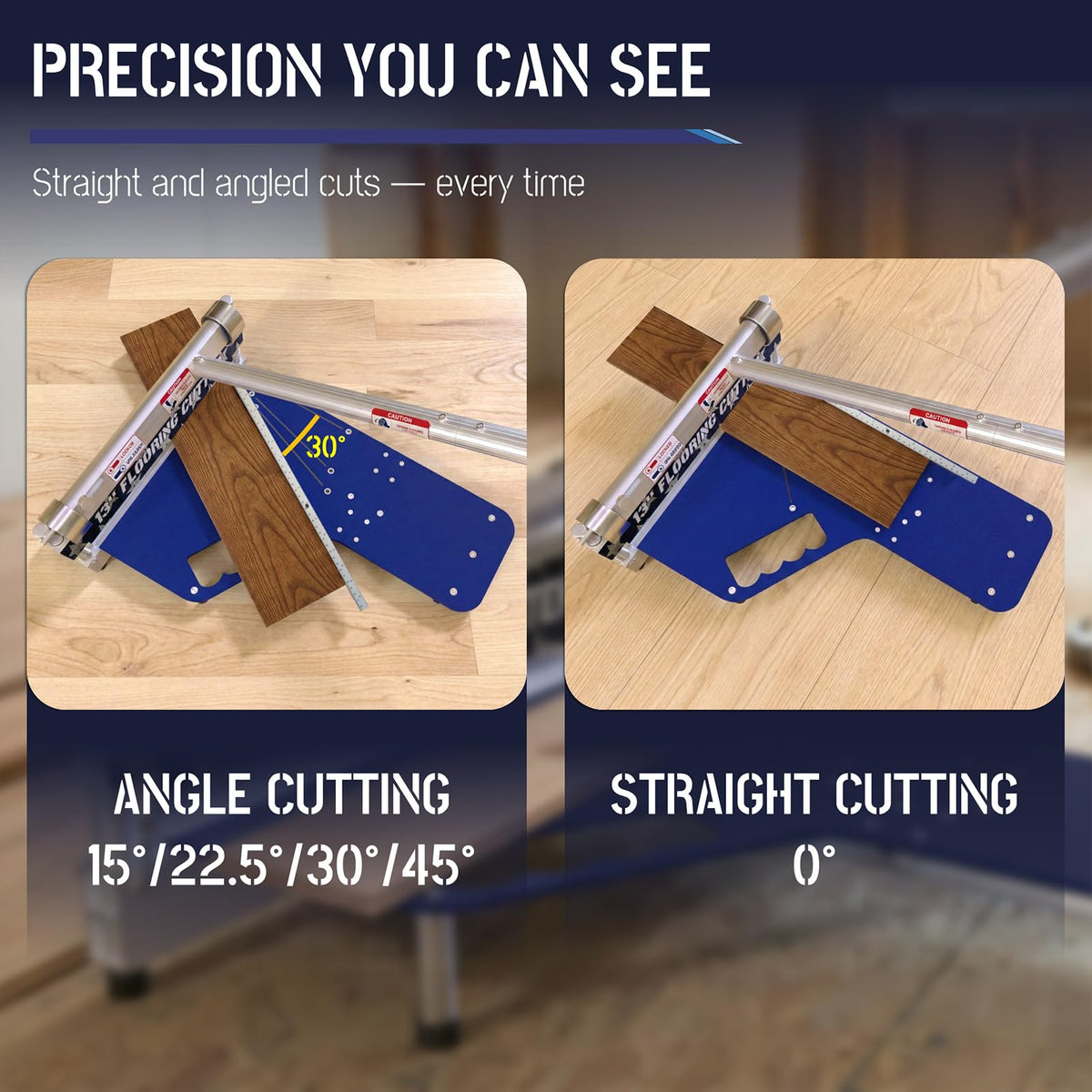 TRIMZOR cutting platform keeps planks stable for accurate results.