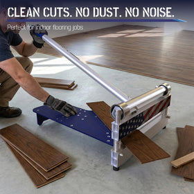 TRIMZOR frame shows sturdy aluminum construction for consistent, multi-room flooring runs.