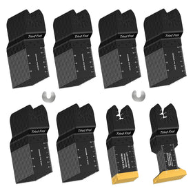 Trivd Frol 100Pcs oscillating blades featuring titanium coating for tougher wood cuts.