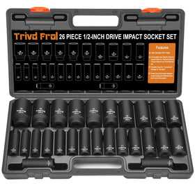 Trivd Frol 26-piece deep impact socket set for 1/2 inch drive—heavy-duty fastening