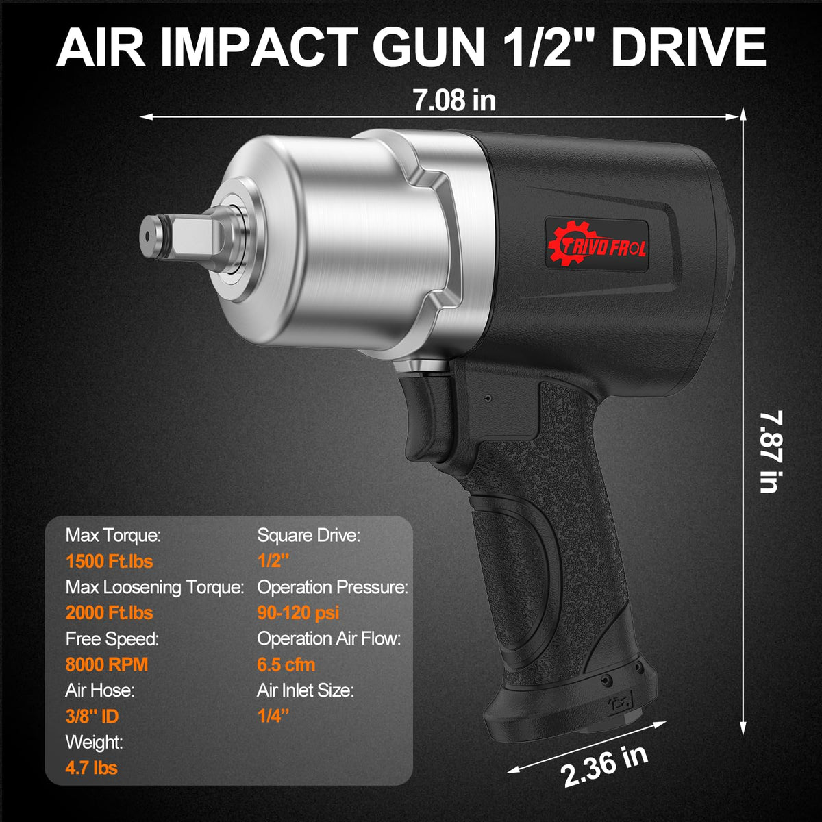 Trivd Frol air impact wrench ideal for tire shops and suspension work.
