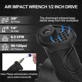 Trivd Frol air impact wrench rear exhaust design keeps workspace cleaner.