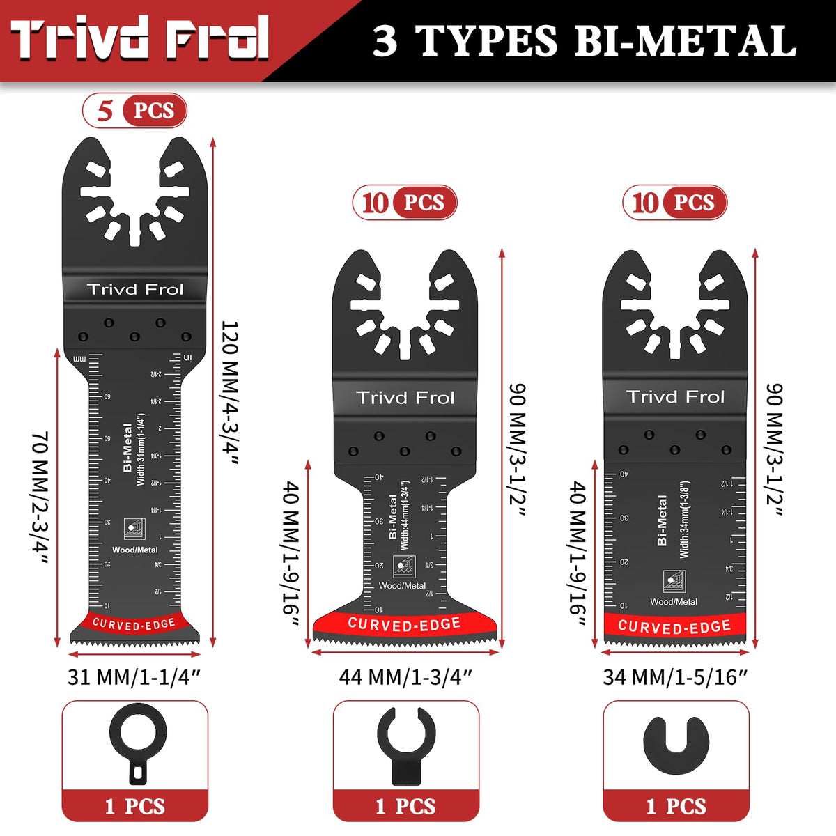 Trivd Frol curved-edge blades for smoother, faster cuts with less vibration.