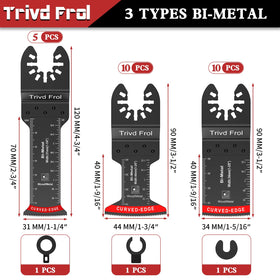Trivd Frol curved-edge blades for smoother, faster cuts with less vibration.