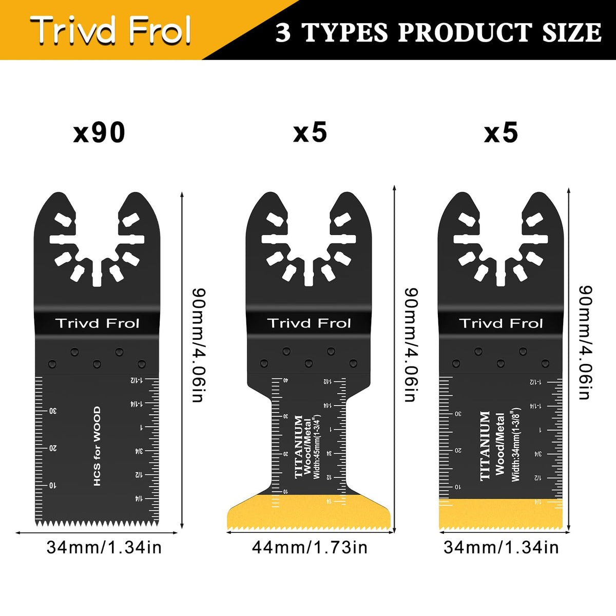 Trivd Frol blades with universal interface fit most tools for versatile projects.