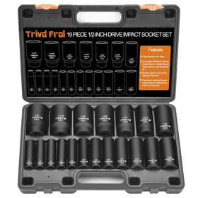 Trivd Frol SAE impact socket set 1/2-inch drive with deep sockets for heavy-duty work.