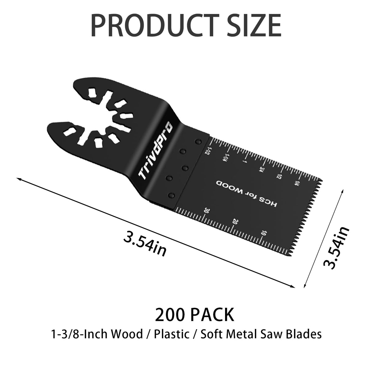 TrivdPro blades with inch and mm markers enable precise length cuts.