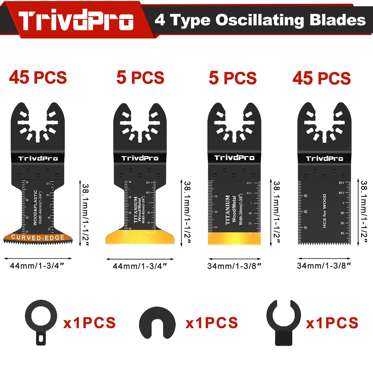 TrivdPro titanium blades 1-3/8 inch ready for metal and wood