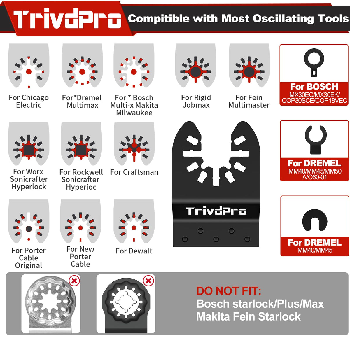 TrivdPro universal oscillating tool blades compatible with major brands