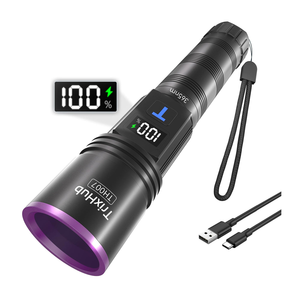 TrixHub 365nm UV flashlight beam reveals fluorescent substances clearly