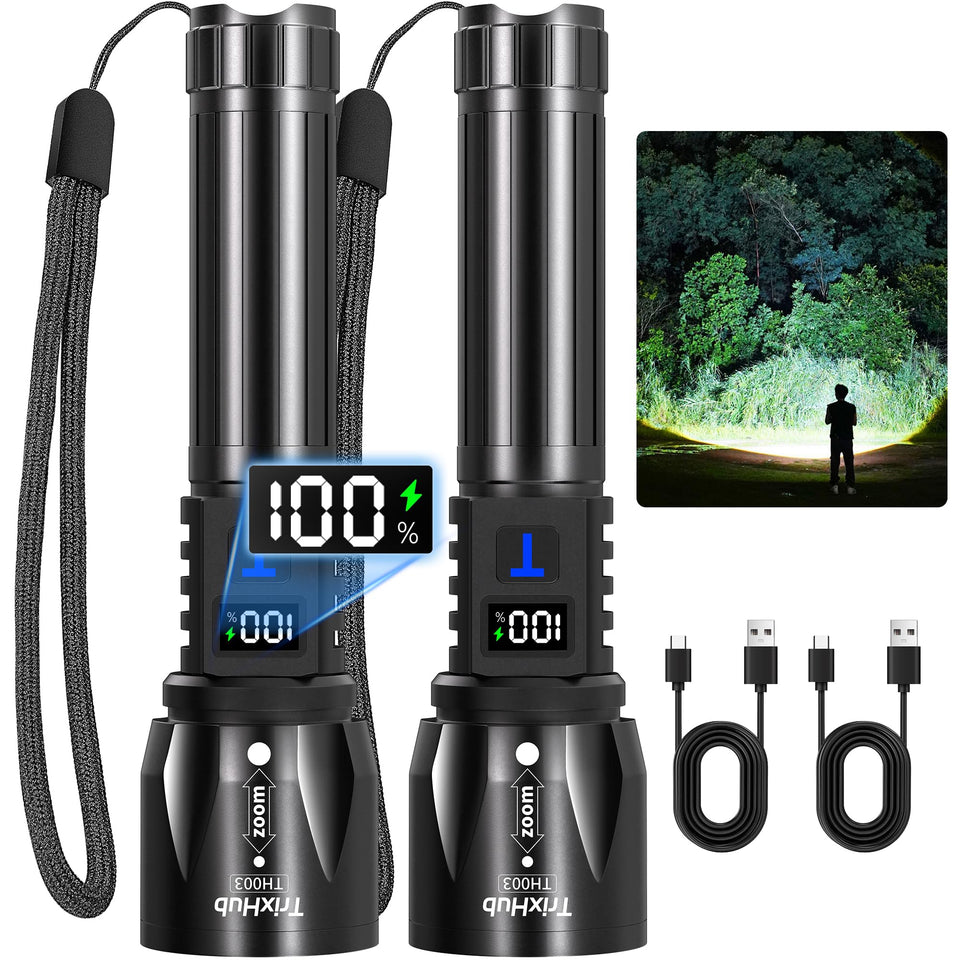 TrixHub rechargeable flashlight front view offering reliable power on the go