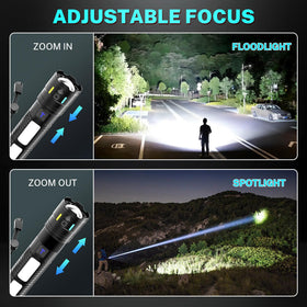 TrixHub rechargeable flashlight digital display shows battery status in real time
