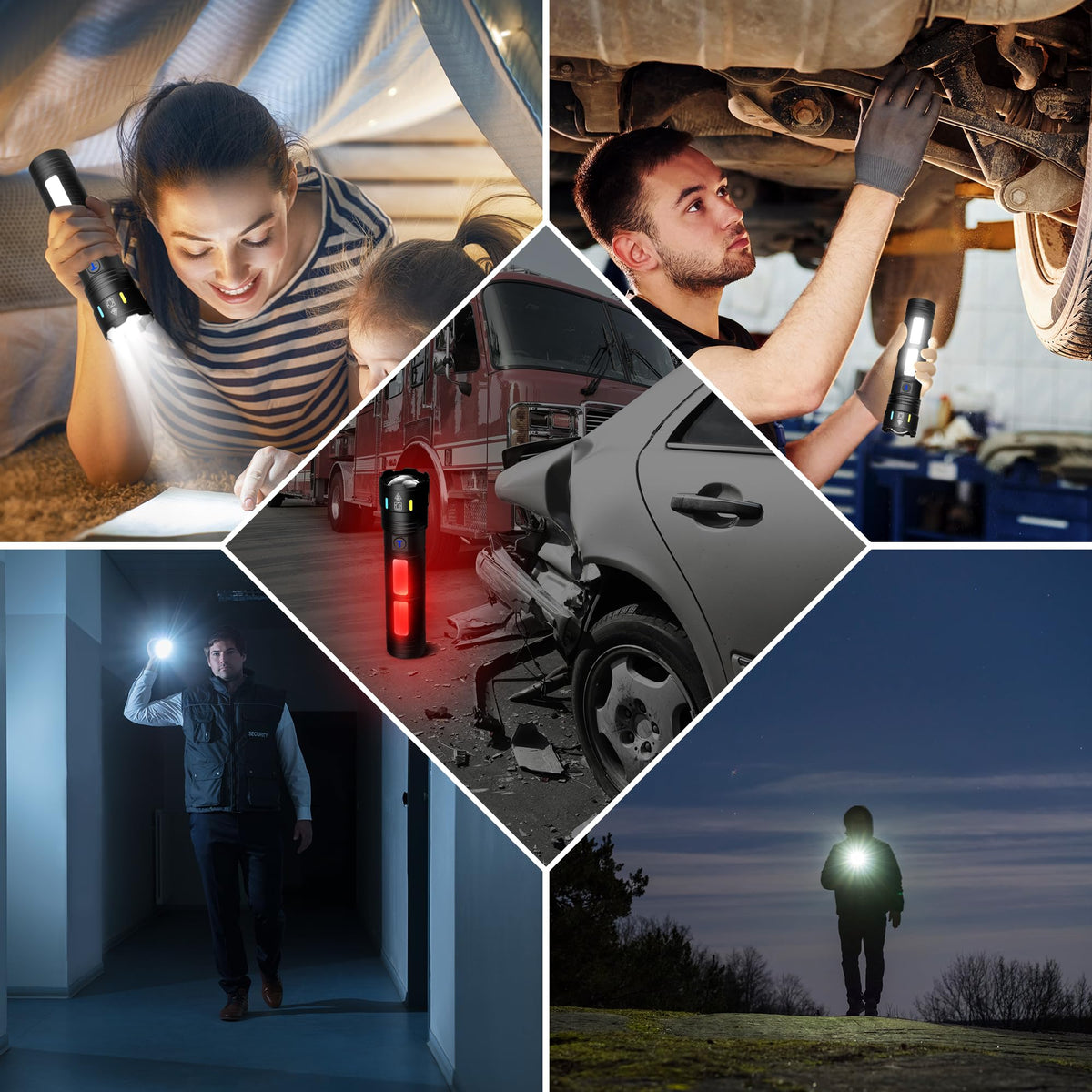 TrixHub rechargeable flashlight included accessories show cable and manual