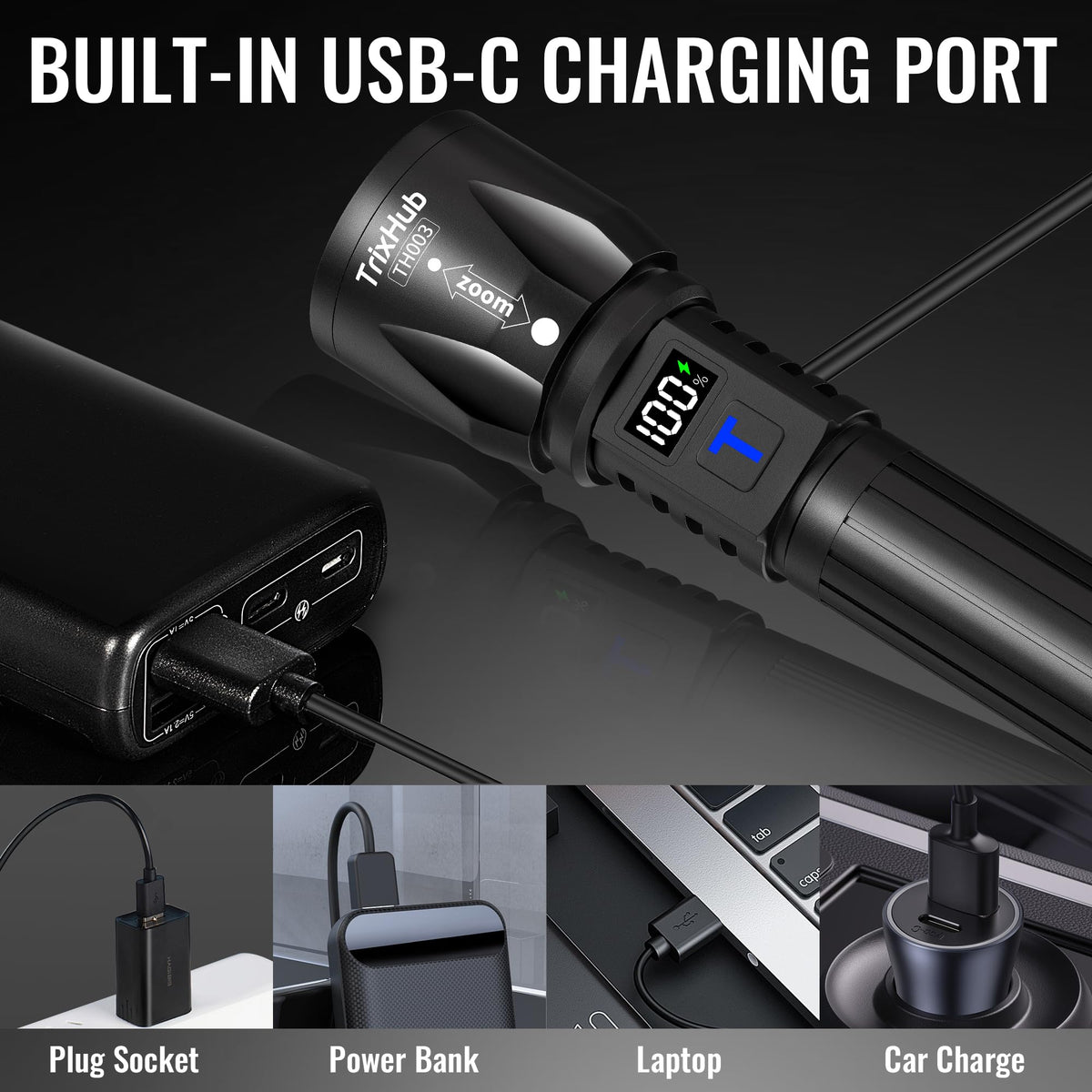 TrixHub red fluorescent ring increases night visibility of the flashlight