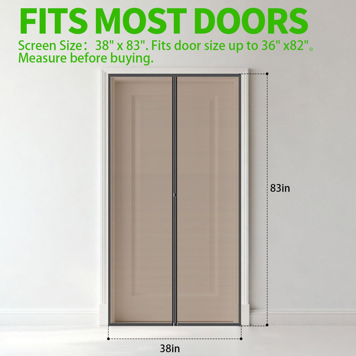 TRIZYZFON magnetic screen door installation step demonstrates drill-free setup.