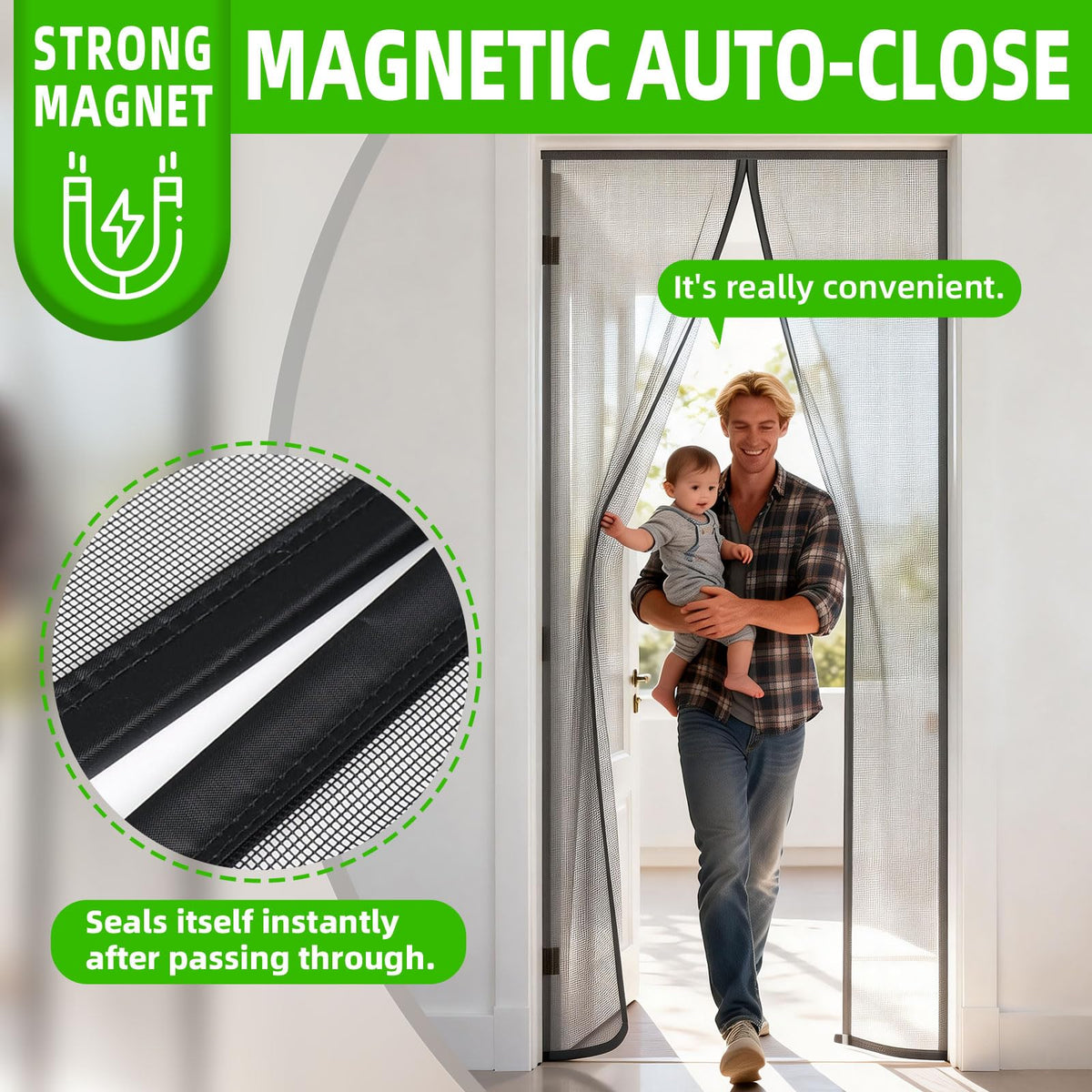 TRIZYZFON windproof clips keep the door closed on breezy days.